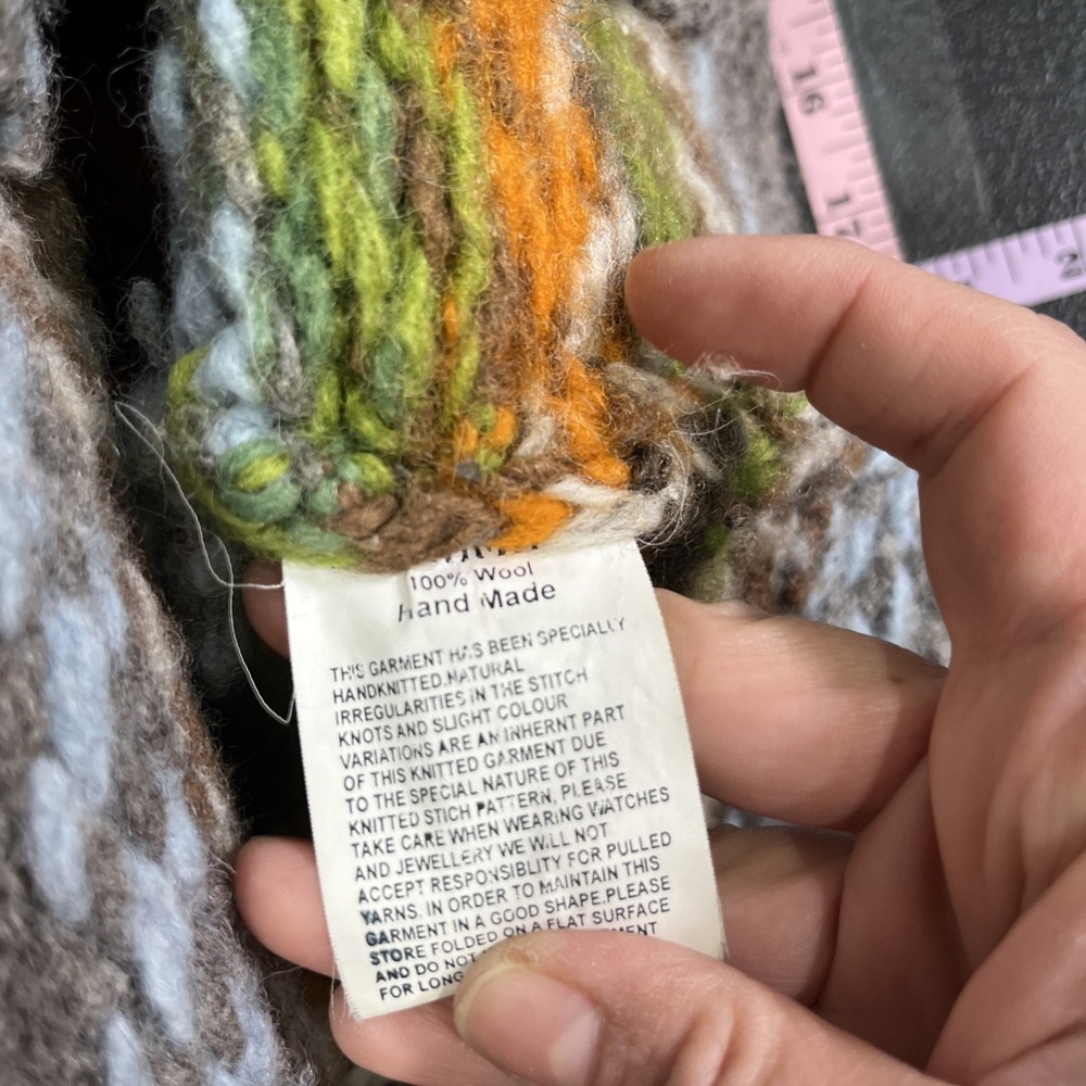 Pachamama Handmade Cardigan Womens S 100% Wool Chevron Chunky Knit Rustic Nordic - Picture 6 of 9